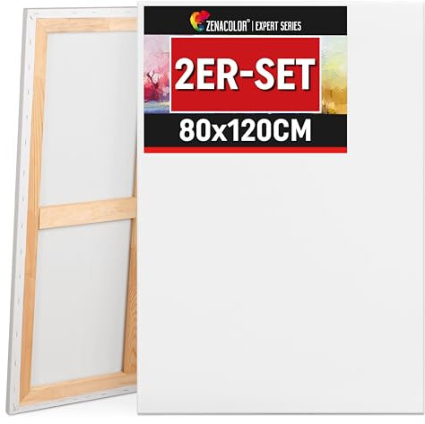 Zenacolor Leinwand Zum Bemalen 80x120 - Set aus 2 Canvas - Geeignet für alle Arten von Farben auf Leinwänden