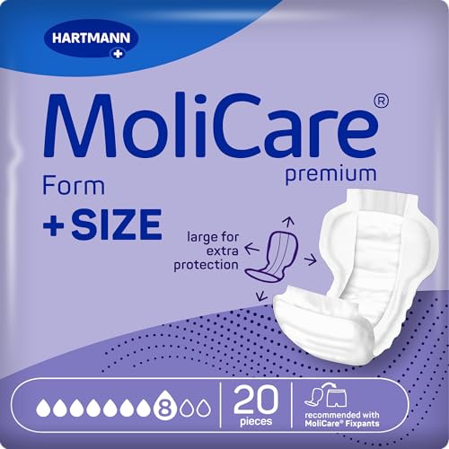 MoliCare Premium Form +SIZE 8 Tropfen: extragroße und besonders schnell saugende Inkontinenzvorlage, zu verwenden mit MoliCare Premium Fixpants, 20 Stück