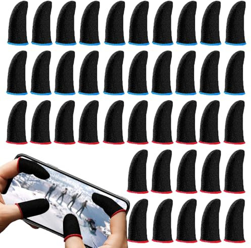 RXKFIGX 40 Stück Mobile Game Finger Sleeve, Fingerhüllen für Gaming Professionelle hochempfindliche Touchscreen Daumen Finger Sleeve Mobile Gaming Atmungsaktiv Anti-Schweiß Fingerlinge Gaming Zubehör