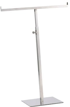 Dickly Torre per gioielli, espositore da tavolo per borse con doppio gancio, a forma di T, espositore per gioielli sospeso per negozio di boutique Home, Argento Spazzolato