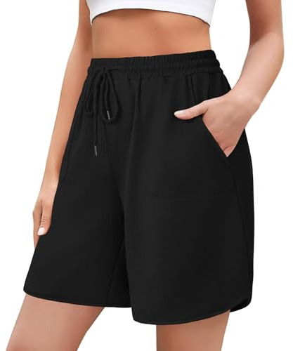 Aottori shorts, dam, sommar, korta byxor, sportbyxor, bermudashorts, bomull, lediga sportshorts, sovshorts, sweatshorts, löpshorts med fickor och dragsko för gym, yoga, löpning