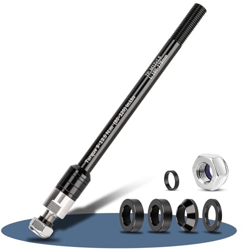 WingFly Axe Traversant de Vélo, Adaptateur d'axe de Roue M12 160-178 mm avec Adaptateur d'axe de vélo, Longueur d'axe réglable, Compatible avec la Plupart des attelages de remorque de vélo (M12x1.0)