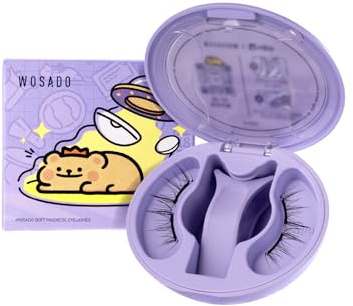 WOSADO×BearisBug Soft Magnetic Eyelashes Kit with Applicator, [No.14 Frost Black] 21.5mm Reusable Glue-free Magnetic Lashes, Cruelty-free False Lashes, Waterproof, Lightweight, Suit for Heavy Makeup