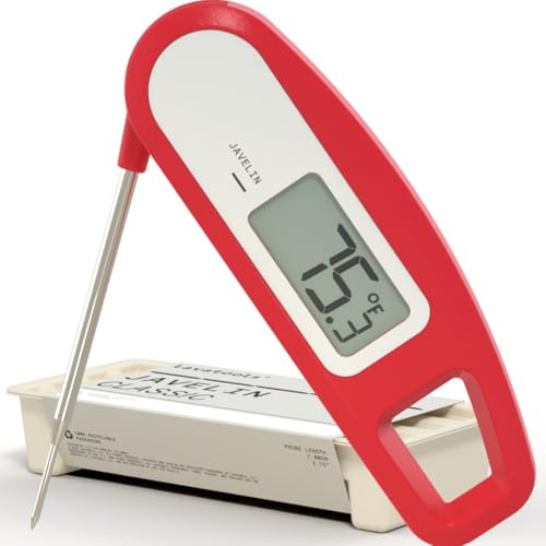 Lavatools PT12 Javelin Ultra Fast Digital Instant Read Meat Thermometer for Grill and Cooking, 2.75 Probe, Compact Foldable Design, Large Display, Splash Resistant – Crimson
