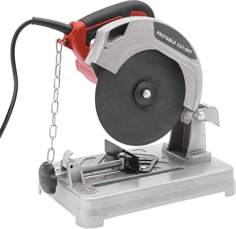 1200W 5200 U/min Elektro-Kappsäge mit Ø185mm Sägeblatt,0-45° Kapp-Zug-Gehrungssäge mit 0-50mm Schnittdicke,Metallkappsäge mit 1.8m Kabel für Rohre Profile Fliesen und Renovierungsarbeiten (Rot)