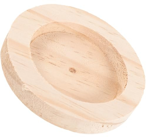 UKCOCO Comedero de Madera Maciza para Hámster y Cobayas, Tazón Pequeño Redondo Multifunción, Anti-vuelco, Fácil de Limpiar, Suministros para Roedores y Mascotas Pequeñas, Plato