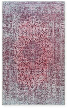 Wecon Home Badteppich Ralph, 70 x 120 cm, Pastell violett | orientalisches Vintage Design, rutschfester TPE-Rücken, waschbar bis 30 °C, OEKO-TEX® zertifiziert