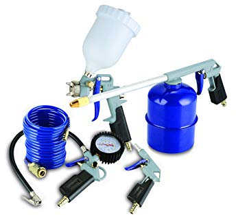 MICHELIN - Kit de aire comprimido 8 pzs. (pistolas de pintar, soplar, petrolear, lavar y espiral, 3 boquillas), negro