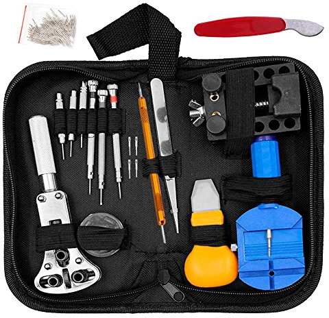 OcioDual Herramientas Relojero Profesional, Kit Relojero Profesional Completo, Kit de 13 Herramientas 144 Piezas para Quitar Eslabones Reloj, Cambiar Pilas, Abridor de Tapas, Estuche Reloj
