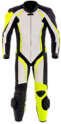 MATAGEAR Motorcycle New Yellow/White One piece Leather Track Racing Suit CE Approved Protection (4XL)