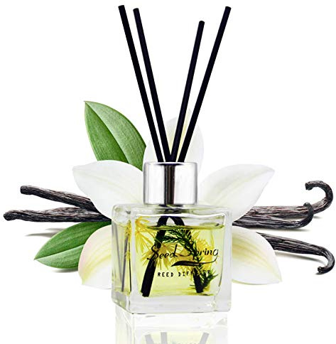 Seed Spring Reed Diffuser Set with Sticks,Vanilla Scent Oil for Bedroom Office Gym and Stress Relief, Home Fragrance Products 50 ml / 1.7 oz
