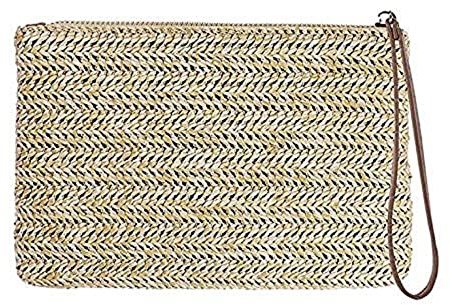 XLKJ Sacs à Main Portés pour Femme en été Vintage Sac à Main des Tissé à La Main, Pochette d'embrayage en Paille Décontractée