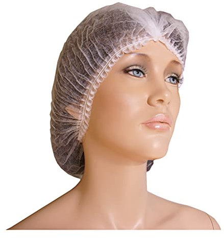 Ponik’s - Klippkopfhauben | Einweg-Kopfhauben | Vlieshaube | Baretthaube für Kosmetik | Haarschutzhaube | Weiß | 100 Stück