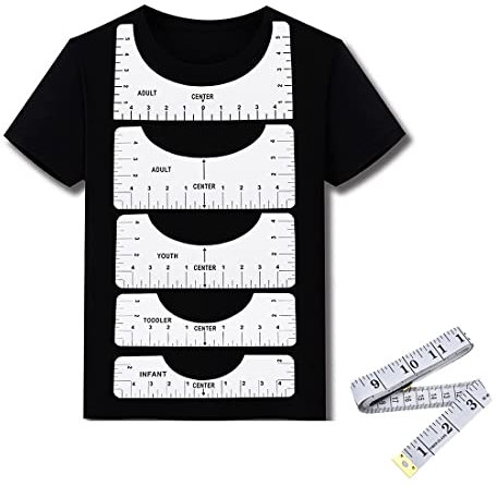 MenYiYDS 6-teiliges T-Shirt Zentrierung Werkzeug PVC T-Shirt Lineal Guide T-Shirt Ausrichtungslineal zum Nähen, für Wärmewärmeübertragung HTV Vinyl und Sublimation T-Shitr und Basteln(weiß)