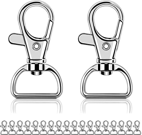 Lot de 20 mousquetons à clés pivotants avec anneau en D en acier inoxydable avec anneau rotatif à 360° pour macramé accessoires et bricolage (largeur intérieure : 16 mm)