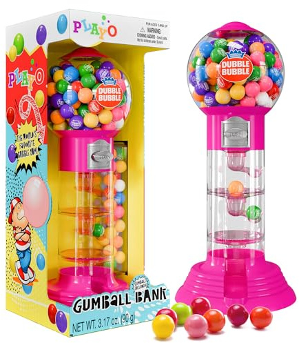PlayO 10.5 Gumball Machine for Kids, Spiral Style Candy Dispenser for Gifts, Parties or Events - Bubblegum Machine w/Gumb Balls Included