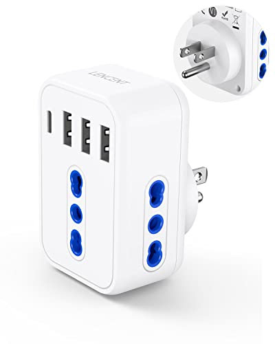 LENCENT Adattatore Presa Americana da Viaggio, Adattatore Spina Tipo B con 3 Presa IT & 4 USB, Presa US di Viaggio per America, Canada, Messico, Filippine, Tailandia, ecc. (Tipo B)