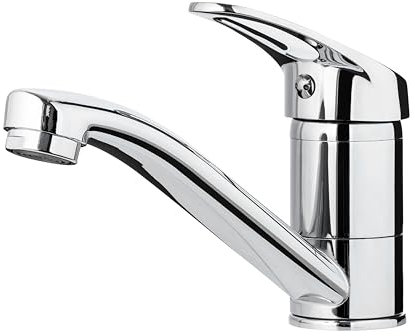 THEMA LUX | Robinet de lavabo en zinc et en acier inoxydable avec un revêtement chromé | Robinet mousseur économique d'eau | Installation facile | Moderne robinet lavabo salle de bain Rotatif à 360°