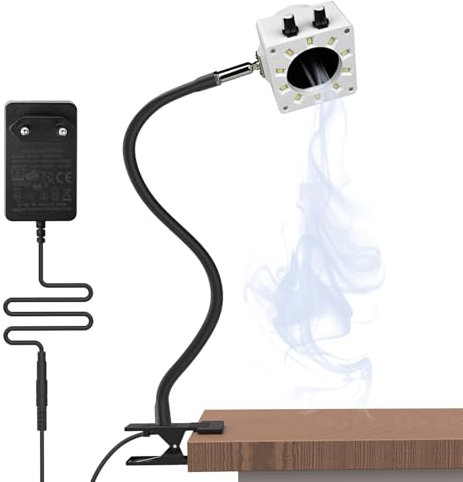 Treedix Ventilador de extracción de vapor de soldadura con luz LED regulable y potencia de succión, 15 filtros de carbón activo para soldar, soldar, quemar madera y soldadura fuerte (mujer)