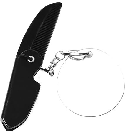 Gogogmee Klappkamm Für Männer Faltbarer Taschenkamm Mit Ovaler Spiegel Reise-klappkamm Tragbarer Bartkamm Feiner Zahnkamm Mit Schlüsselanhänger-design