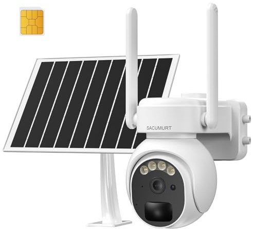 Cellular Security Camera Outdoor Wireless, No WiFi Security Camera Solar Powered, 2K 360° View Wireless Camera, Color Night Vision, PIR Motion Sensor, Phone App Alert, 2 Way Talk, Built in SIM Card