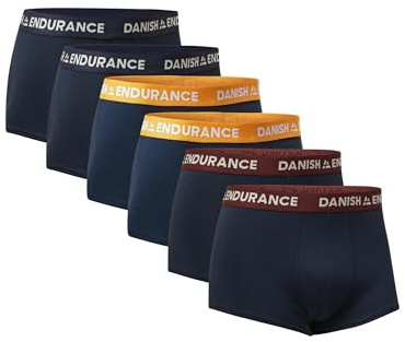 DANISH ENDURANCE Herrkalsonger, Korta, Bomull, Stretchiga, 6-pack | Korta kalsonger, mjuk och stretchig bomullsblandning, andningsbar med skavfri passform, för vardagsbruk och träning