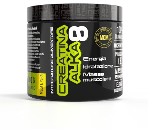 NET Integratori CREATINA ALKA 8-200g Mela e Pera - Creatina Monoidrata Micronizzata Clonapure - Pre-Post Workout, Rapida Produzione Energetica, Contrasta Fatica e Massimizza la Crescita Muscolare