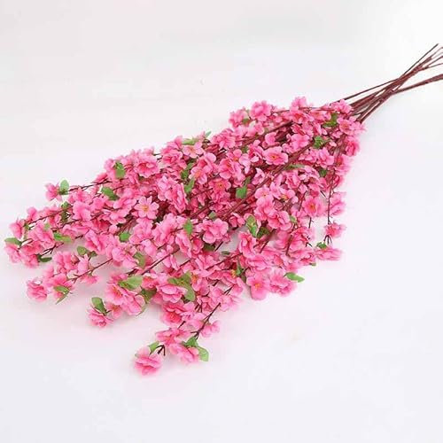 10 st konstgjorda blommor persikablommor, 26 i siden långa stjälkar persikablommor stjälkar falska falska körsbär bukett siden vårpersikablommor med löv för bröllop,006,125cm