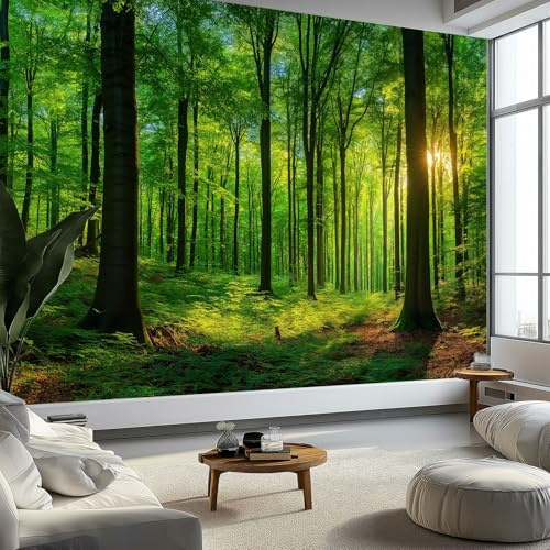 Arta da parati fotografica Fotografia Realistica Carta da parati da parete, Foresta Naturale Luce Del Sole Alberi poster murale per soggiorno camera da letto ufficio corridoio 200 x 140 cm