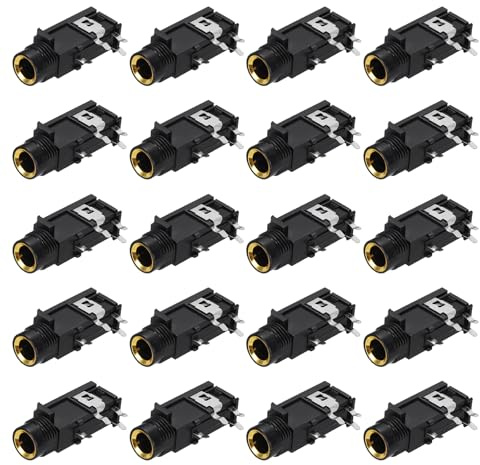 QUARKZMAN 20 st 1/4 tum 6,35 mm stereo ljuduttag 50 V 4-stifts förgylld PCB uttag videoanslutning stereo hörlursuttag för hörlurar högtalare bil ljud 33 x 17 x 13 mm