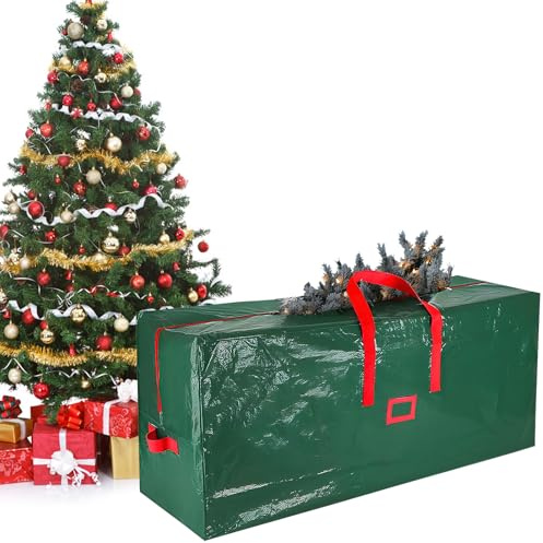 XIMEY Sac Rangement Sapin de Noel, Sac Rangement Noel, grand Sac de Rangement de Sapin, Sac pour Ranger le Sapin Artificiel, Sac Sapin Arbres de Noël, Décorations (Vert-165x38x76cm)