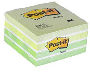 Post-it Notes Cube, Green, 1 Pad, 76 mm x 76 mm, 450 Sheets, 100% PEFC - Extra Sticky Notes for Walls, Monitors and Fridge