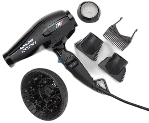 BaBylissPRO Hair Dryer, Nano Titanium Portofino 2000-Watt Blow Dryer, Hair Styling & Appliances, Black, BPOR1
