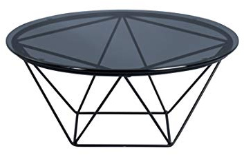 M2 Kollektion Nairo 1 Couchtisch/Beistelltisch, Glas, grau, Durchmesser 70cm, Höhe 30cm