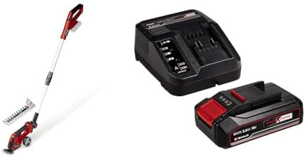 Einhell Cisaille à Gazon Taille-buissons sans Fil GE-CG 18/100 Li T-Solo Power X-Change (18 V, Changement d’Accessoire sans Outil, Vendue avec rallonge télescopique) avec Chargeur et Batterie 2,5Ah