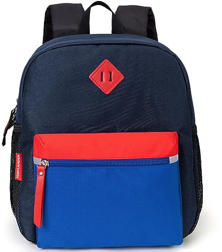 HawLander Little Kids Backpack, Toddler School Bag for Boys Aged 3 4 5 6 7 Years, with Chest Strap, Navy Blue