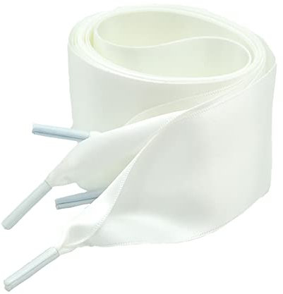 Duories 2 Paar Satin Schnürsenkel Flache 4cm Breit,Elastische Schnürsenkel,Schnürsenkel falch reißfeste Schuhbänder,für Sportschuhe,Laufschuhe,Freizeitschuhe,Segeltuchschuhe, Fußballschuhe,Weiss,90cm