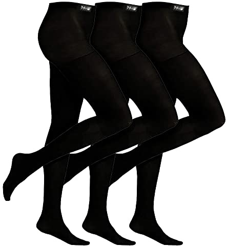 THMO 3 Pair Multipack Girls Thermal Tights for Winter Black Warm Tights Ideal for School (11-12 Years, Black)
