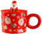 FYBlossom Weihnachten Becher Porzellan Kaffeetasse Kinder, 450ML Keramik Weihnachtsmann Tasse Süße Teetasse Kaffeebecher Mit Deckel, Weihnachten Deko Becher Für Espresso, Tee, Eistee