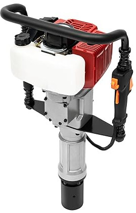 YUNRUX 2-Takt Benzin Erdlochbohrer Pfahlramme mit Sicherheitsschloss Pfostentreiber stoßdämpfungsdesign Benzinmotor Pfahlbohrer Pfostenramme Zaunpfahlramme Handramme Zaun 52CC 55 und 70mm Hülse