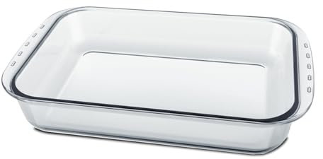 Plato para hornear de vidrio para horno, plato de horno rectangular, molde para lasaña tostador, capacidad 5 L - Longitud 40.4 x Profundidad 24.9 x Altura 7.2 cm- JUANIO -