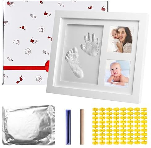 WANDGU Baby Handabdruck und Fußabdruck Set: Gipsabdruck Baby Hand Und Fuß Set mit Buchstaben und Zahlen, Baby Fussabdruck Set für Babydusche Geschenk, Babyparty, Andenken Familie