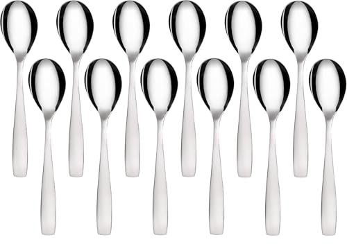 GRÄWE Espressolöffel, Kaffeelöffel Set, 12 Stück, Teelöffel, Edelstahl, Dessertlöffel, Mokkalöffel, Zuckerlöffel, kleiner Löffel, hochglanzpoliert, spülmaschinengeeignet, Serie Königstein
