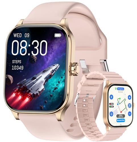Smart Watch for Women Men, Smartwatches with Map and GPS, Heart Rate/SpO2/Sleep/Stress Monitor, 100+ Sports Fitness Watches, IP68 Waterproof Activity Tracker for Android/ iOS Phone (Pink, 1.96)