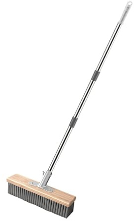 FewNvWa Scopa per Esterni con Manico Lungo Setole in Acciaio Inossidabile per Pulizia Strade E Cortili Ideale per Superfici Dure, 20 Cm