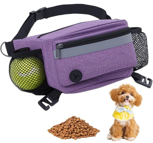 FIVAVA Sac à friandises pour Chiens, Sac à friandises Multifonctionnel pour Chiens, Sac Banane pour Accessoires pour Chiens, Distributeur de Sacs à déjections Canines et Sacs à friandises Robustes
