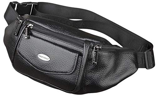 Xieben Leder Taille Gürteltasche für Herren Frauen Slim Fanny Schulter Pack Outdoor-Reisen Sport Bauchtasche Radfahren Wandern Reiten Camping Jagd Casual Gürteltasche Schwarz