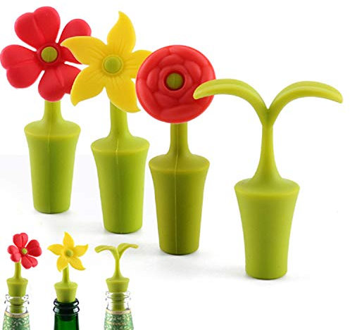 Tappi per Vino in Silicone, Tappo per Bottiglia di Vino in Silicone di Cartone Animato A Tenuta Stagna Facile da Pulire per la Conservazione Della Birra Champagne Bevande Alcoliche Forniture 6 Pezzi