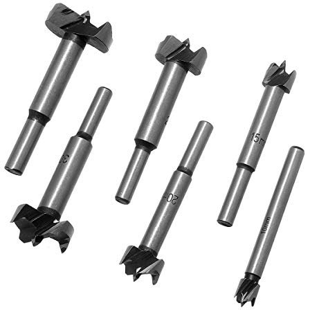 TOPWAY Forstner Wood Drill Bit 6PCS,10-35mm Carbide Steel Woodworking Hinge Boring HSS Hole Saw Drilling Set for Plastic Plywood Cork Splint Particle Board