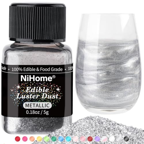 NiHome Metallic Edible Lustre Dust for Cakes and Drinks, 5 g | Shimmering Food Decoration Powder for Cakes, Desserts and Beverages, Ideal for Baking, Parties and Special Occasions
